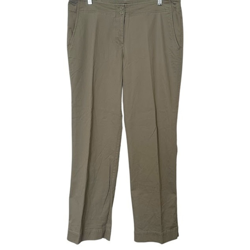 Eileen Fisher Sage Green Wide Leg Cotton Chino Pants Womens L - Picture 1 of 5